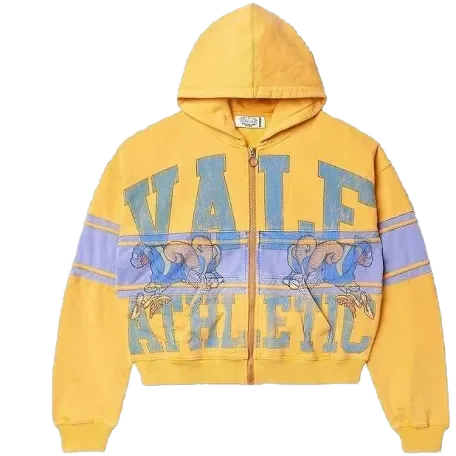 Vale Athletic Zip Hoodie in Vintage Yellow — view 1